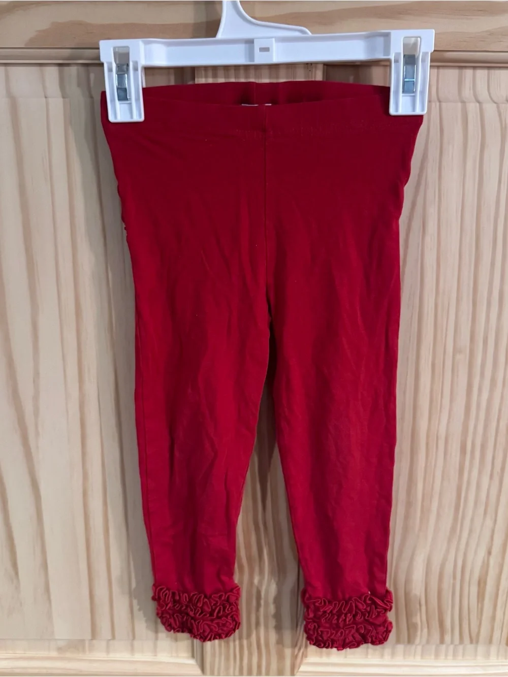 RuffleButts Red Leggings Pants with Ruffle Hem 2T 3T